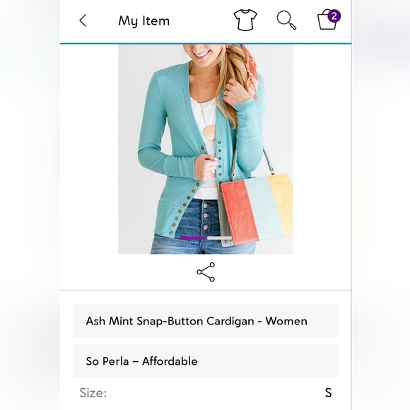 Ash mint snap-button cardigan - Picture 2 of 2